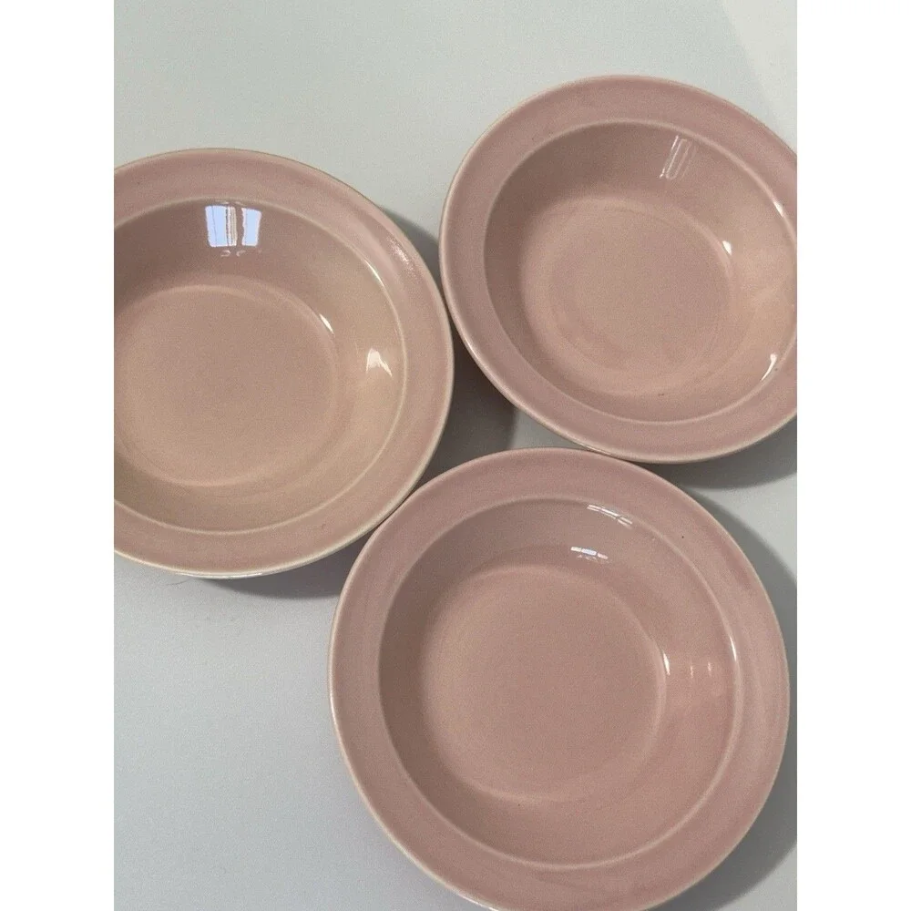 LuRay Pastels Midcentury 5.25” Fruit Dessert Bowls Set of 3 Vintage Pink